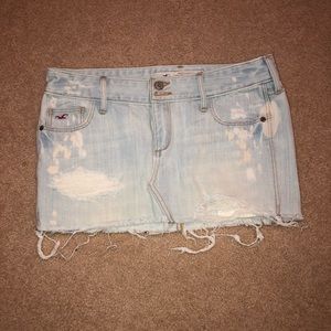 Light Destroyed Denim Skirt